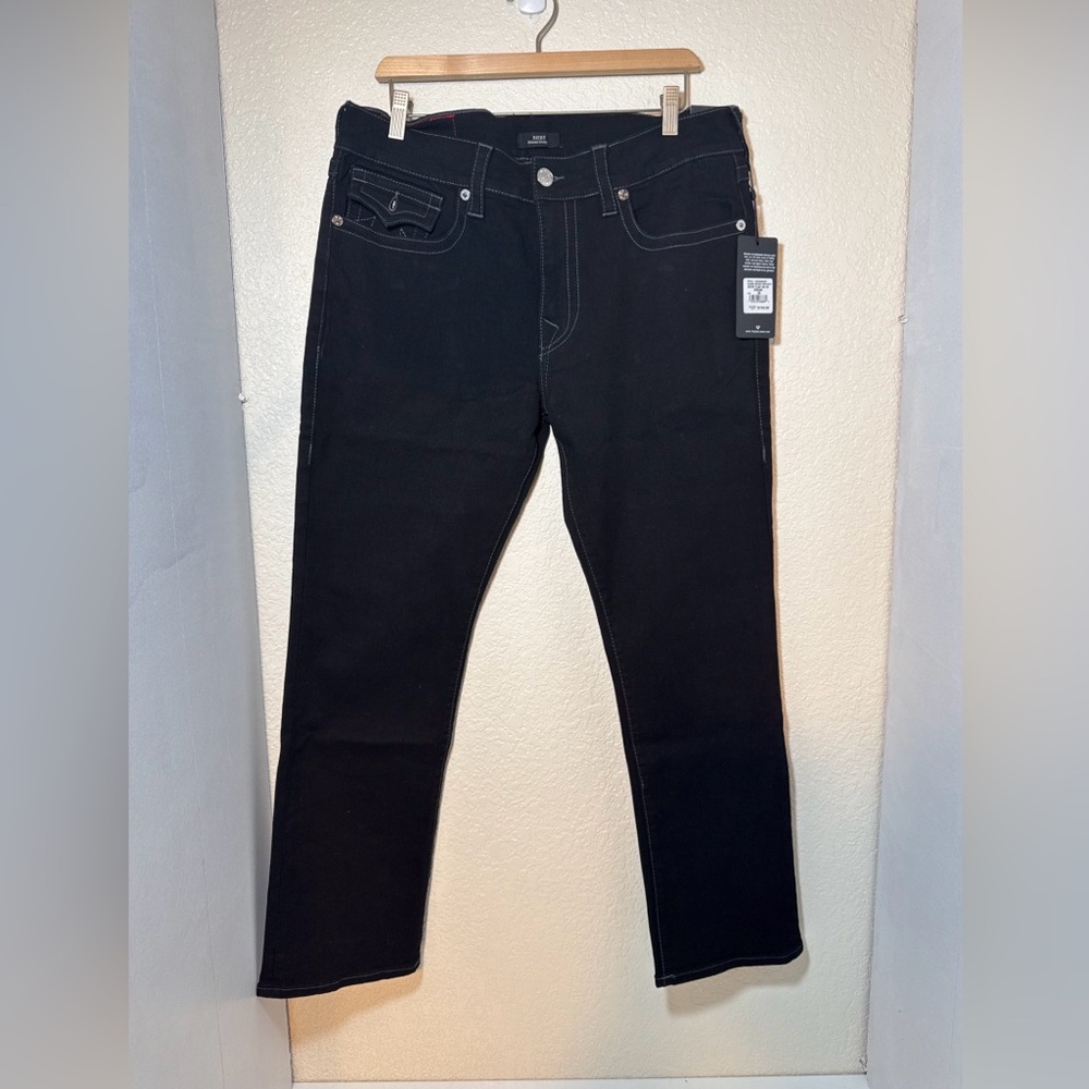 True Religion Ricky SN Snap Flap Relaxed Straight Jeans Men’s 36x30 Black